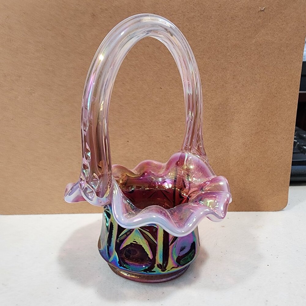 Fenton Plum Opalescent Basket